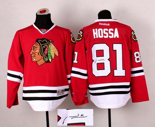 Blackhawks #81 Marian Hossa Red Autographed Stitched Jersey
