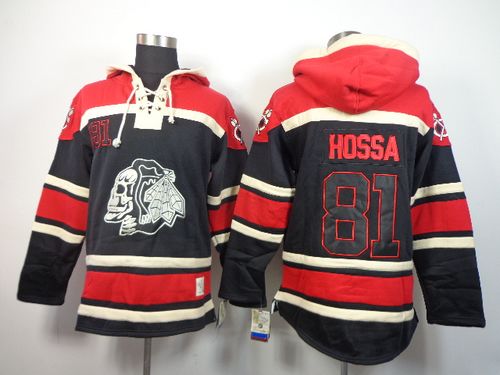 Blackhawks #81 Marian Hossa Black Sawyer Hooded Sweatshirt Stitched Jersey