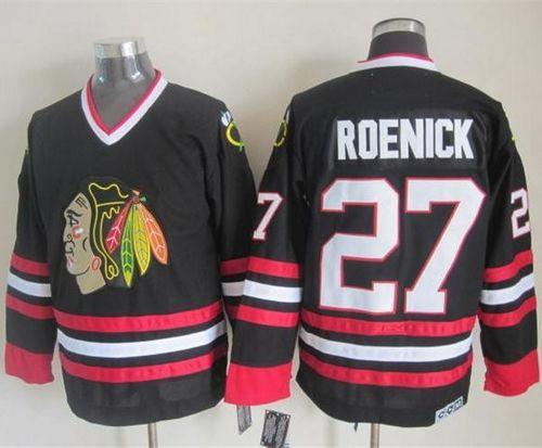 Blackhawks #27 Jeremy Roenick Black CCM Throwback Stitched Jersey