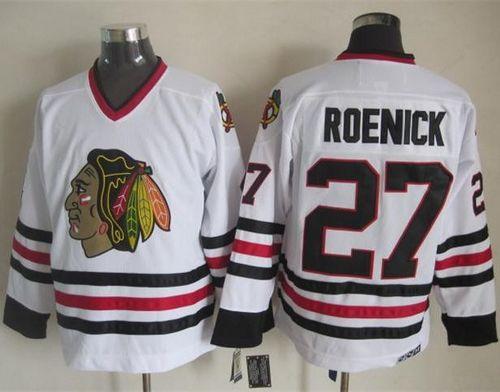 Blackhawks #27 Jeremy Roenick White CCM Throwback Stitched Jersey