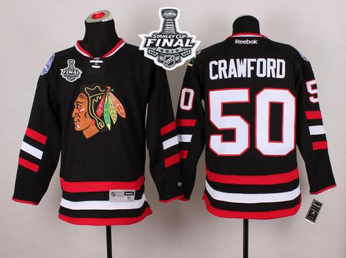 Blackhawks #50 Corey Crawford Black 2014 Stadium Series 2015 Stanley Cup Stitched Jersey