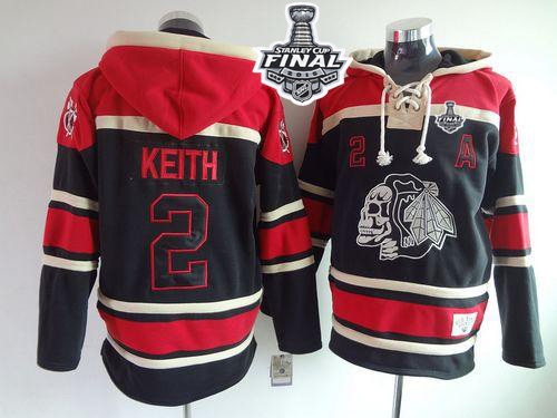 Blackhawks #2 Duncan Keith Black Sawyer Hooded Sweatshirt 2015 Stanley Cup Stitched Jersey