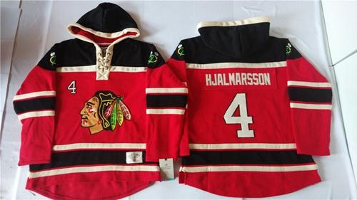Blackhawks #4 Niklas Hjalmarsson Red Sawyer Hooded Sweatshirt Stitched Jersey