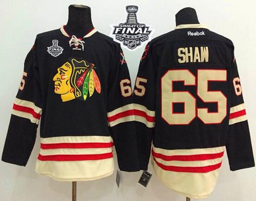 Blackhawks #65 Andrew Shaw Black 2015 Winter Classic 2015 Stanley Cup Stitched Jersey