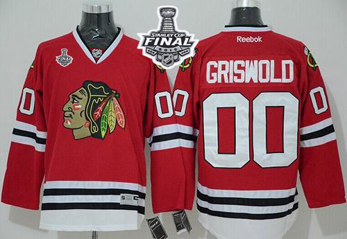 Blackhawks #00 Clark Griswold Red Home 2015 Stanley Cup Stitched Jersey