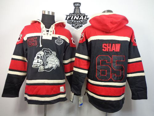 Blackhawks #65 Andrew Shaw Black Sawyer Hooded Sweatshirt 2015 Stanley Cup Stitched Jersey