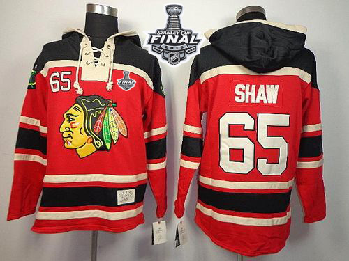 Blackhawks #65 Andrew Shaw Red Sawyer Hooded Sweatshirt 2015 Stanley Cup Stitched Jersey