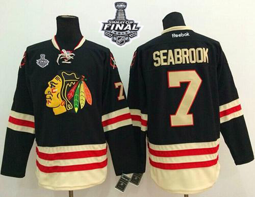 Blackhawks #7 Brent Seabrook Black 2015 Winter Classic 2015 Stanley Cup Stitched Jersey