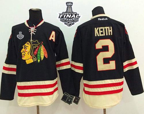 Blackhawks #2 Duncan Keith Black 2015 Winter Classic 2015 Stanley Cup Stitched Jersey