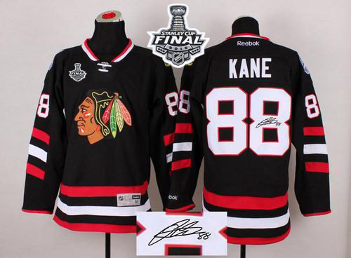 Blackhawks #88 Patrick Kane Black Autographed 2015 Stanley Cup Stitched Jersey