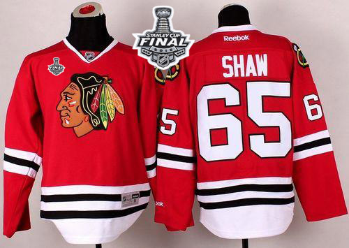 Blackhawks #65 Andrew Shaw Red 2015 Stanley Cup Stitched Jersey