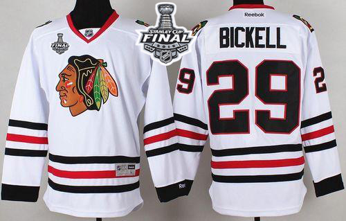 Blackhawks #29 Bryan Bickell White 2015 Stanley Cup Stitched Jersey