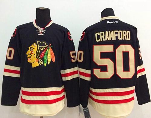 Blackhawks #50 Corey Crawford Black 2015 Winter Classic Stitched Jersey