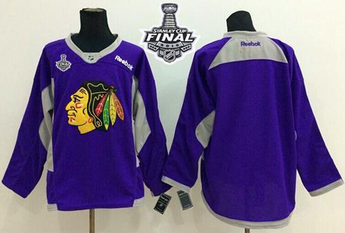 Blackhawks Blank Purple Practice 2015 Stanley Cup Stitched Jersey