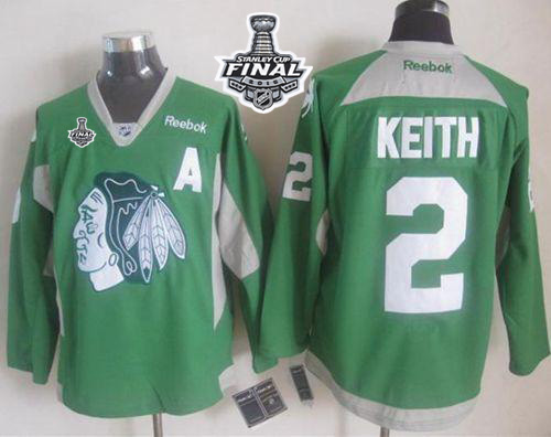 Blackhawks #2 Duncan Keith Green Practice 2015 Stanley Cup Stitched Jersey