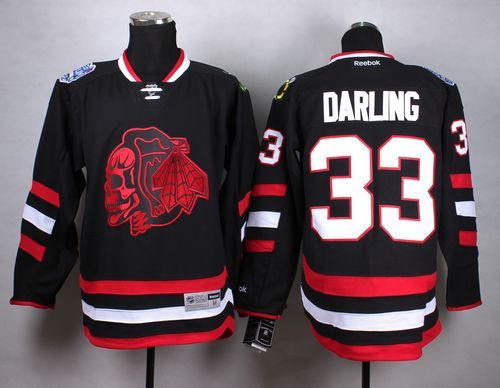Blackhawks #33 Scott Darling Black(Red Skull) 2014 Stadium Series Stitched Jersey