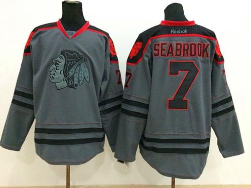 Blackhawks #7 Brent Seabrook Charcoal Cross Check Fashion Stitched Jersey