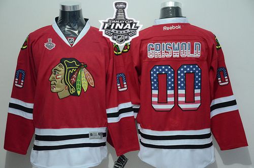 Blackhawks #00 Clark Griswold Red USA Flag Fashion 2015 Stanley Cup Stitched Jersey