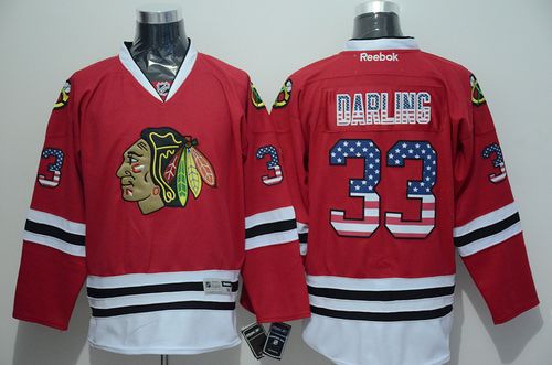 Blackhawks #33 Scott Darling Red USA Flag Fashion Stitched Jersey