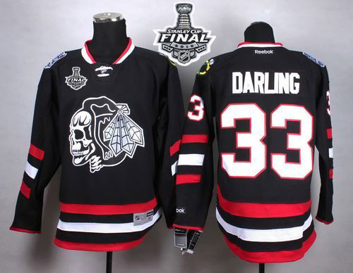 Blackhawks #33 Scott Darling Black(White Skull) 2014 Stadium Series 2015 Stanley Cup Stitched Jersey
