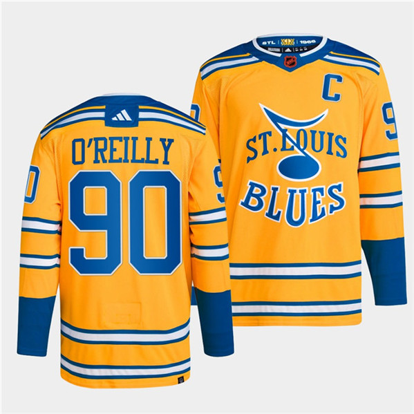 St. Louis Blues #90 Ryan O Reilly Yellow 2022-23 Reverse Retro Stitched Jersey