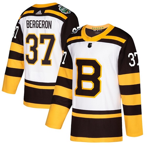 Boston Bruins #37 Patrice Bergero White 2019 Classic Stitched Jersey