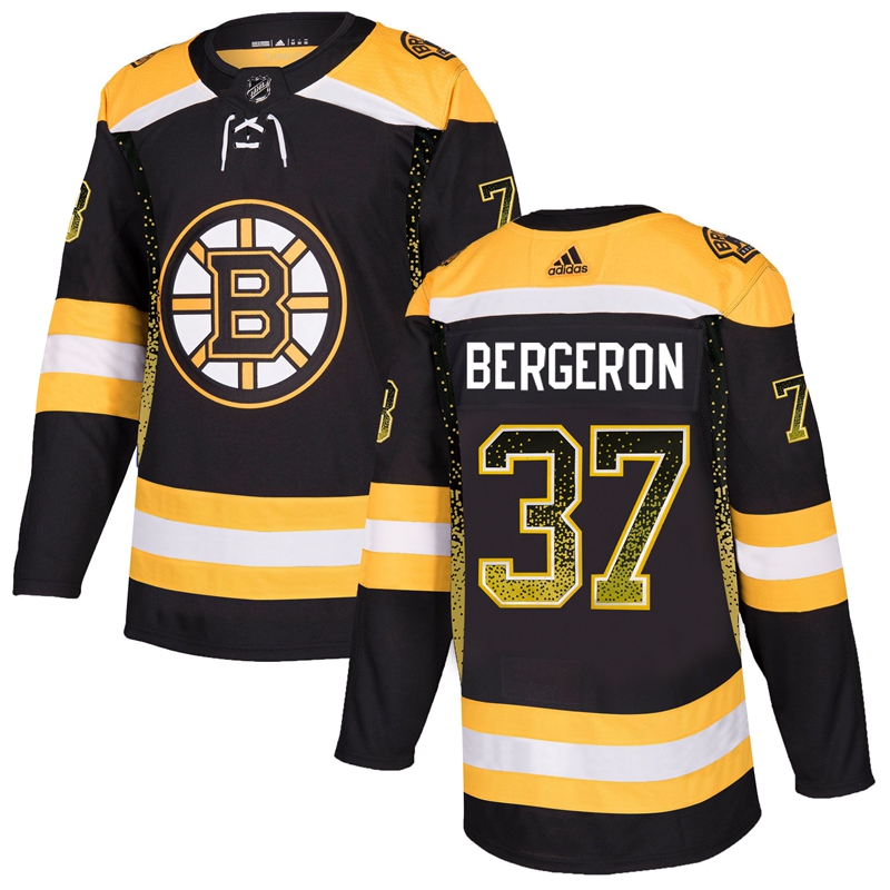 Boston Bruins #37 Patrice Bergeron Black Drift Fashion Stitched Jersey