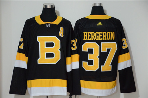 Boston Bruins #37 Patrice Bergeron Black Alternate 2019 Stitched Jersey