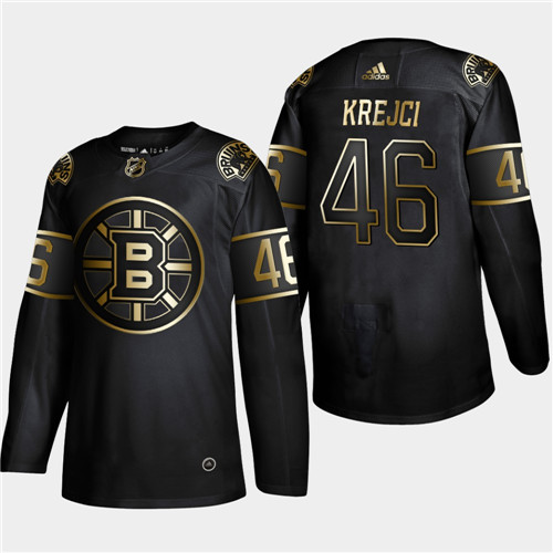 Boston Bruins #46 David Krejci Black Golden Edition Stitched Jersey