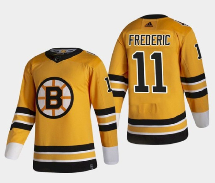 Boston Bruins #11 Trent Frederic Gold Stitched Jersey