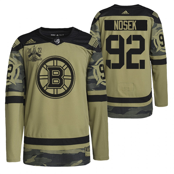 Boston Bruins #92 Tomas Nosek 2022 Camo Military Appreciation Night Stitched Jersey