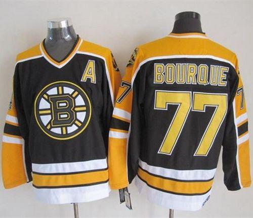 Bruins #77 Ray Bourque Black CCM Throwback New Stitched Jersey