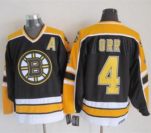 Bruins #4 Bobby Orr Black CCM Throwback New Stitched Jersey