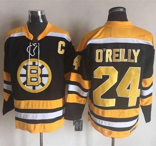 Bruins #24 Terry O'Reilly Black Yellow CCM Throwback New Stitched Jersey