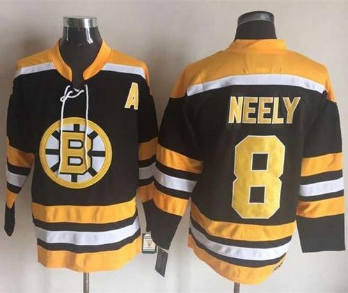 Bruins #8 Cam Neely Black Yellow CCM Throwback New Stitched Jersey