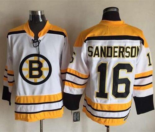 Bruins #16 Derek Sanderson White CCM Throwback Stitched Jersey