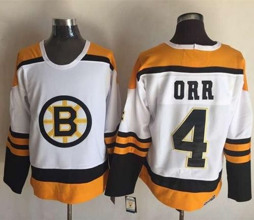 Bruins #4 Bobby Orr Yellow White CCM Throwback Stitched Jersey