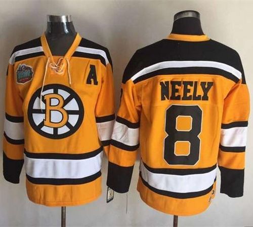 Bruins #8 Cam Neely Yellow Winter Classic CCM Throwback Stitched Jersey