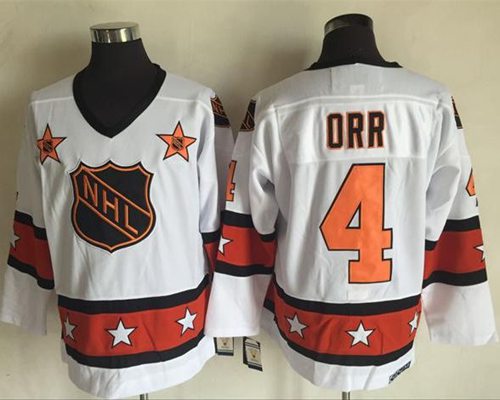 Bruins #4 Bobby Orr White Orange All Star CCM Throwback Stitched Jersey