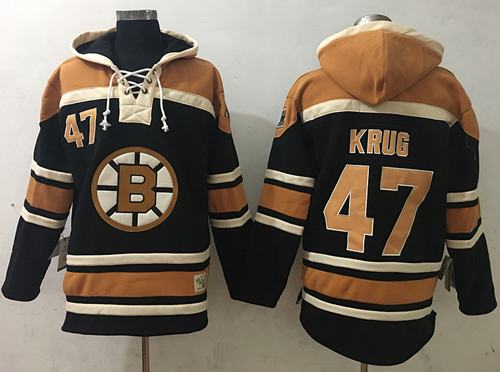 Bruins #47 Torey Krug Black Sawyer Hooded Sweatshirt Stitched Jersey