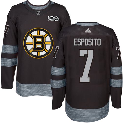 Bruins #7 Phil Esposito Black 1917-2017 100th Anniversary Stitched Jersey
