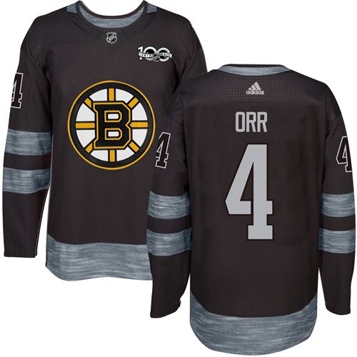 Bruins #4 Bobby Orr Black 1917-2017 100th Anniversary Stitched Jersey