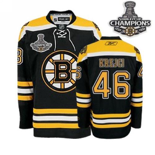 Bruins 2011 Stanley Cup Champions Patch #46 David Krejci Black Stitched Jersey