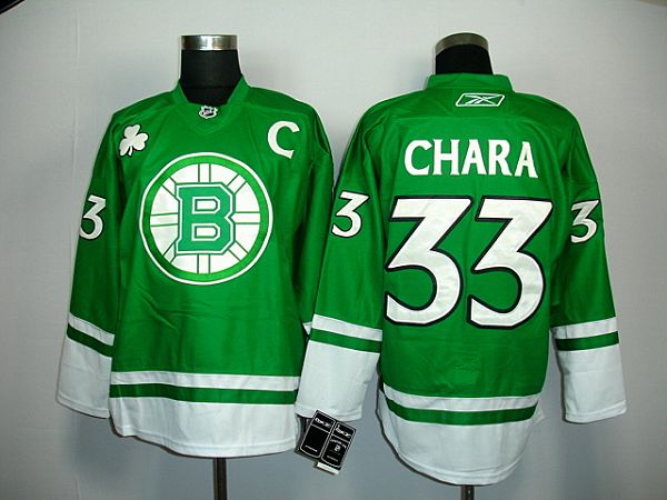 Bruins #33 Chara Green St. Patty's Day Stitched Jersey