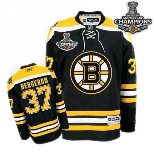 Bruins 2011 Stanley Cup Champions Patch #37 Patrice Bergeron Black Stitched Jersey