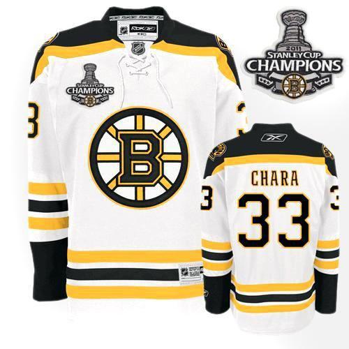Bruins 2011 Stanley Cup Champions Patch #33 Zdeno Chara White Stitched Jersey