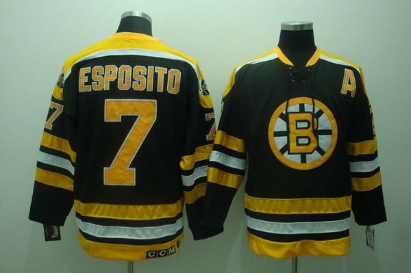 Bruins #7 Phil Esposito Stitched Black CCM Throwback Jersey