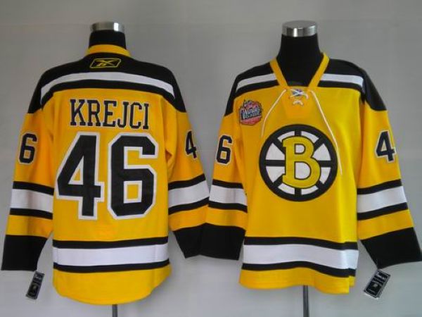 Bruins #46 David Krejci Stitched Winter Classic Yellow Jersey