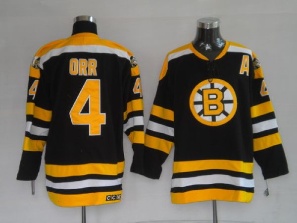 Bruins #4 Bobby Orr Stitched CCM Throwback Black Jersey