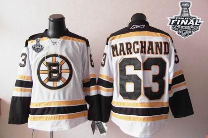 Bruins Stanley Cup Finals Patch #63 Brad Marchand White Stitched Jersey